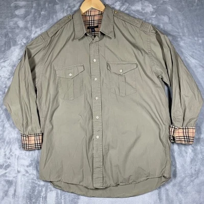 Vintage Burberry London Men's Long Sleeve Button Down Shirt Khaki Tan Size L - Image 1 of 4
