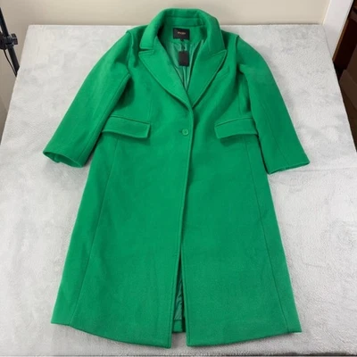 Maje NWT Women Sz XL/42 EU Long Green Wool Coat Mix 79% Wool 21% Polyamide - Image 1 of 4