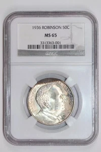 1936 ROBINSON COMMEMORATIVE HALF DOLLAR NGC MS65 - Picture 1 of 2