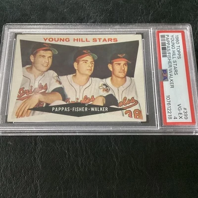 1960 Topps #399 Milt Pappas Fisher Jerry Walker Young Stars Orioles PSA 4 VG-EX - Image 1 of 4
