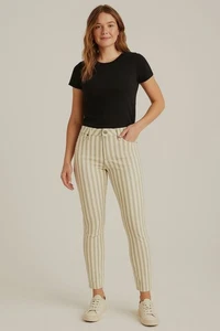 Paige Verdugo Ankle Skinny Jeans Damen grau/weiß gestreift Stretch Größe 26 - Bild 1 von 16
