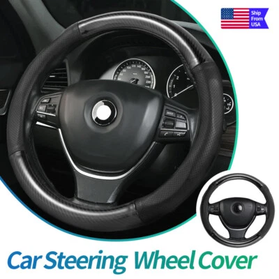 15"Steering Wheel Cover Genuine Leather For Chevy Silverado GMC Sierra 1500 2024 - Image 1 of 4