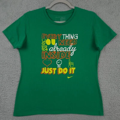 Nike Shirt Womens Medium Green Everything You Need Is Already Inside Crew Neck T - Image 1 of 4