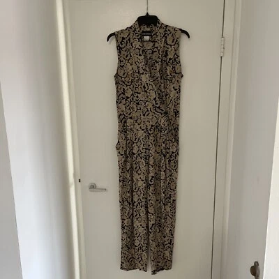 Mono de Colección Años 90 John Roberts Tostado Negro Paisley Talla 10 100% Rayón Foto 1 de 4