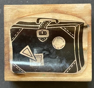 Maleta estilo vintage portaequipajes viaje vacaciones símbolo madera goma sello - Imagen 1 de 3