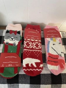 Wondershop Kids XS-S 11-1 Super-soft Crew Socks 6 Pairs Unicorn Cat Bear NWT - Picture 1 of 7