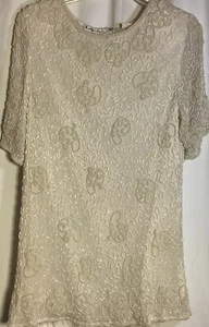 Laffaire Vintage Perlen Seide formelles Top Größe Large - Bild 1 von 8