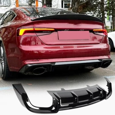 Для Audi S5 A5 B9 Sline 2017-2020 глянцевый черный задний бампер диффузор кромка спойлер - Изображение 1 из 4