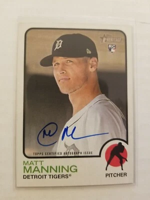 2022 Topps Heritage Real One Autograph Matt Manning RC #ROA-MMG Auto Tigers - Image 1 of 2