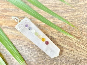 Chakra Selenite Pendant Gemstone Specimen Reiki Chakra Crystal Stone Jewelry - Picture 1 of 9