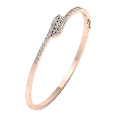 VS1 F 1.00 Carat Genuine Diamond Women's Bangle Bracelet 8.35 MM 14K Rose Gold - Image 1 of 4