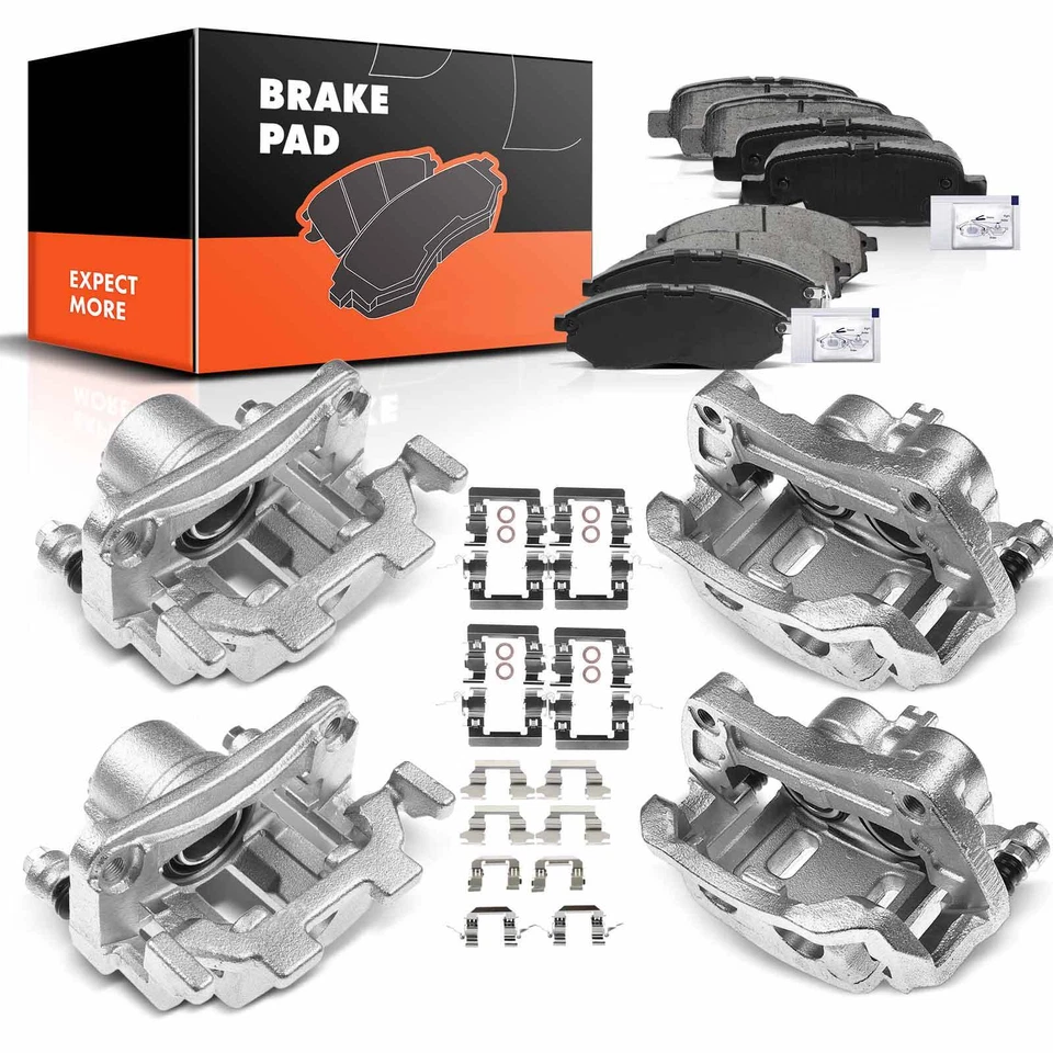 Front & Rear Ceramic Brake Pad + Caliper for Infiniti EX35 QX50 QX70 2014-2017 - Image 1 of 4