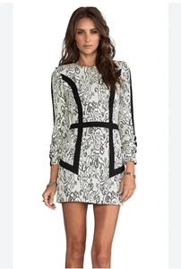 Parker  Mini Dress Size S Blanche Sheath Paneled  Black /Ivory - Picture 1 of 9