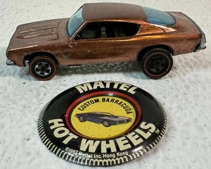 1967 Hot Wheels Redline Custom Barracuda Copper/ Brown Interior W Button - Picture 1 of 11