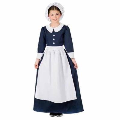 Girls Victorian Nurse Costume Kids Florence Nightingale Fancy Dress Book Week - Image 1 of 4