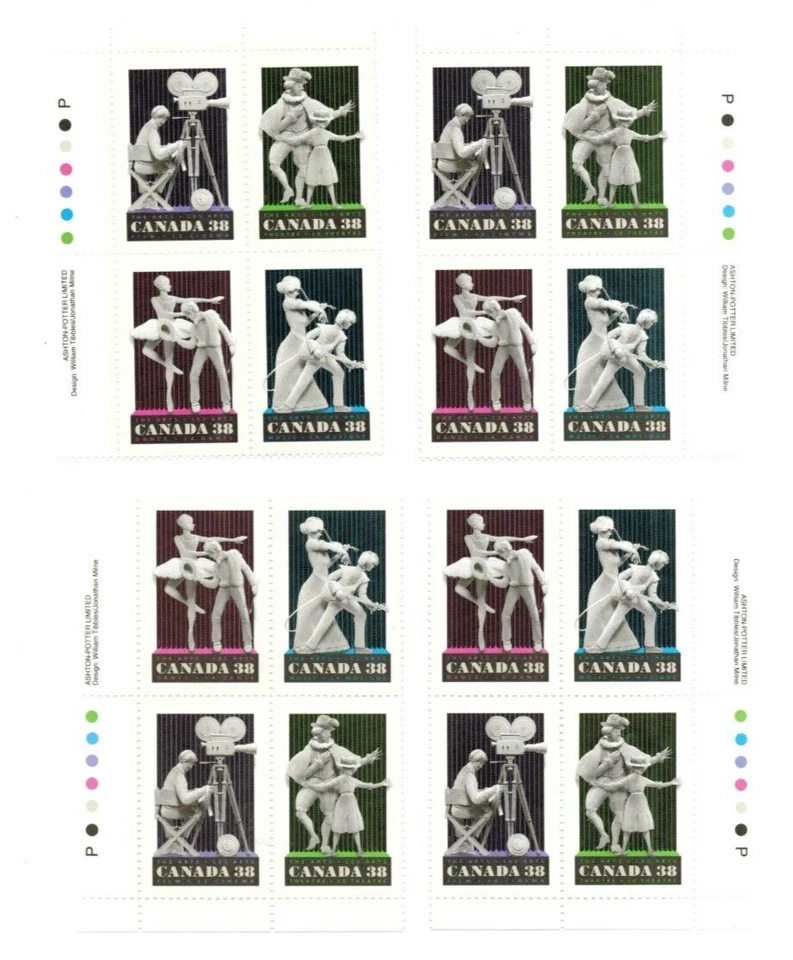 CANADA # 1252-55 38c PERFORMING ARTS Matched Set Plate Blocks - MNH - Image 1 of 1
