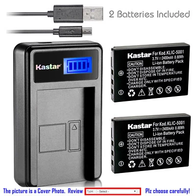 Cargador LCD de batería Kastar para cámara Kodak KLIC-5001 y Kodak EasyShare P880 Foto 1 de 4