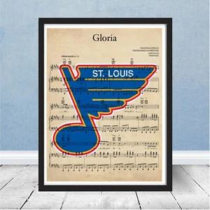 St Louis Blues 90s Logo Play Gloria Stanley Cup Champs Wall Decor Gift Hockey - Picture 1 of 5