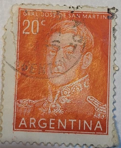 Republique Argentinien ~ Gen. San Martin ~ orange 20₵ Briefmarke ~ posted/used ~ 1954 ~01 - Bild 1 von 6