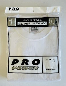 4XL PRO POWER BIG & TALL SUPER HEAVY WEIGHT WHITE T-SHIRT BLANK 100% COTTON NIP - Picture 1 of 4