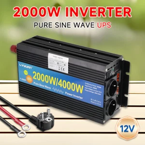 12V auf 230V 2000W 4000W Wechselrichter Reiner Sinus Spannungswandler UPS Campen - Picture 1 of 7