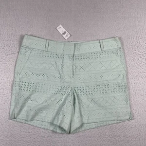 Ann Taylor Loft Shorts Womens Size 12 Riviera Eyelet Mint Green Lace Coastal - Picture 1 of 15