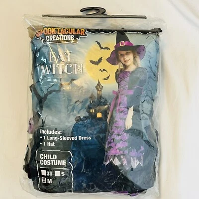 Spooktacular Creations Niño Talla M Red de Murciélago Bruja Disfraz Negro Púrpura Sombrero Cinturón Foto 1 de 4
