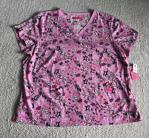 Koi Betsey Johnson Scrub Top Women’s 3X Betsey Day Pink Nursing Medical - Picture 1 of 12
