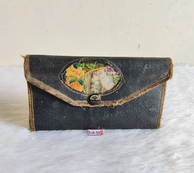 Vintage Primitive Fruits Print Leather Purse Pouch Germany Collectible Leth93 - Image 1 of 4