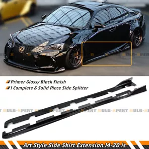 FOR 14-20 LEXUS IS200t IS300 IS350 GLOSS BLACK SIDE SKIRT EXTENSION SPLITTERS - Picture 1 of 4