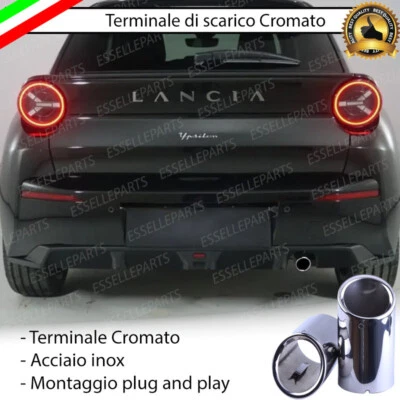 TERMINALE SCARICO CROMATO LUCIDO ACCAIO INOX PER LANCIA YPSILON MK3 TONDO - Immagine 1 di 4