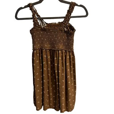 Camiseta sin mangas Gap Teen talla 10 marrón con flores crema Ditsy Boho Hippie  Foto 1 de 3