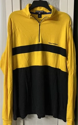 Рубашка в полоску на молнии Polo Sport Ralph Lauren мужская размер XXL желтая/черная 1/4 - Изображение 1 из 4