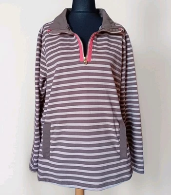 Tom Joules Women's 1/4 Zip Sweatshirt 18 J Kelmscott Smokey Striped Pullover  - Image 1 of 4