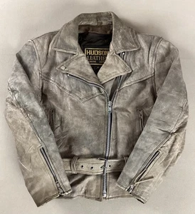Vintage Distressed Leather Biker Jacket Motorcycle Jacket Ladies’ Size M - Picture 1 of 24