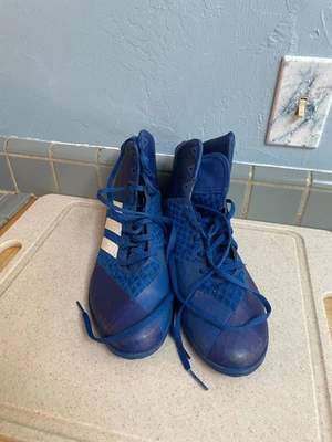 阿迪达斯 Mat Wizard 4 摔跤鞋男式 9.5 皇家蓝色白色垫子格斗 MMA — 第 1/3 张图片