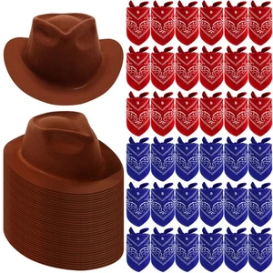 72 Pack Cowboy Hat and Bandana Set, 36 Cowboy Hats 36 Bandana Bulk for Fancy ... - Picture 1 of 6