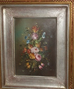 Vintage impressionist gouache painting still life with flowers - Imagen 1 de 12