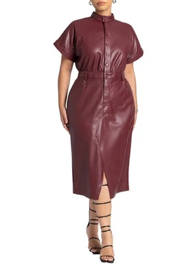 ELOQUII Women's Plus Size Faux Leather Midi Dress - Image 1 of 4