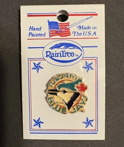 Vintage TORONTO BLUE JAYS RAINTREE HAND PAINTED Enamel Lapel PIN NEW OLD STOCK - Picture 1 of 3