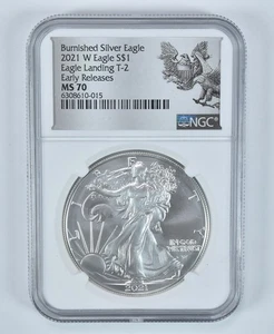 2021-W Burnished Silver Eagle Type 2 Early Releases MS70 NGC ASE Label *4221 - Picture 1 of 5
