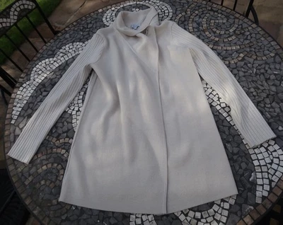 Jigsaw Cream Cardigan Jacket Large L Wool Blend Pique Ring Fastening - Image 1 of 4