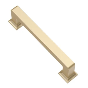 Brushed Gold Cabinet Pulls 3-3/4in 96mm Center Square Handles 6 Pack - Picture 1 of 6