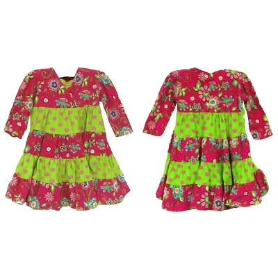 Vestido Corky's Niños Talla 2T Multicolor Lunares Floral En Niveles Pana Manga Larga Foto 1 de 4