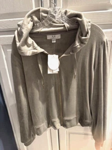 Loungewear Trainingsanzug XLTG 2-teilig - Neu mit Etikett Veloursgefühl grau goldfarben Reißverschluss kostenloser Versand - Bild 1 von 10