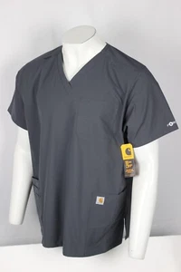 Carhartt Scrub Top Unisex Force Essentials Modern V Neck 6 Pocket Gray C15013 - Picture 1 of 5
