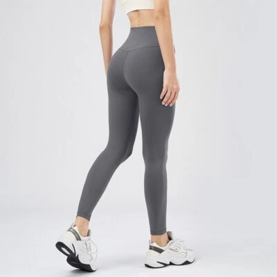 Yoga Pants Solid Color High Waist Women's Leggings Push Up Gym Sports Fitness - Image 1 of 4