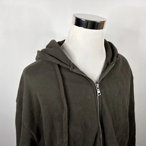 Nautica 2XL Hooded Sweat Jacket Full Zip Brown Cotton Blend - Picture 1 of 4
