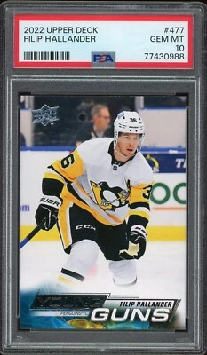 2022-23 Upper Deck Young Guns Filip Hallander #477 PSA 10 Pittsburgh Penguins - Image 1 of 2