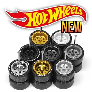1/64 Scale 8 HOLE v5 Real Rider Wheels Rims Tires Set for Hot - Picture 1 of 16